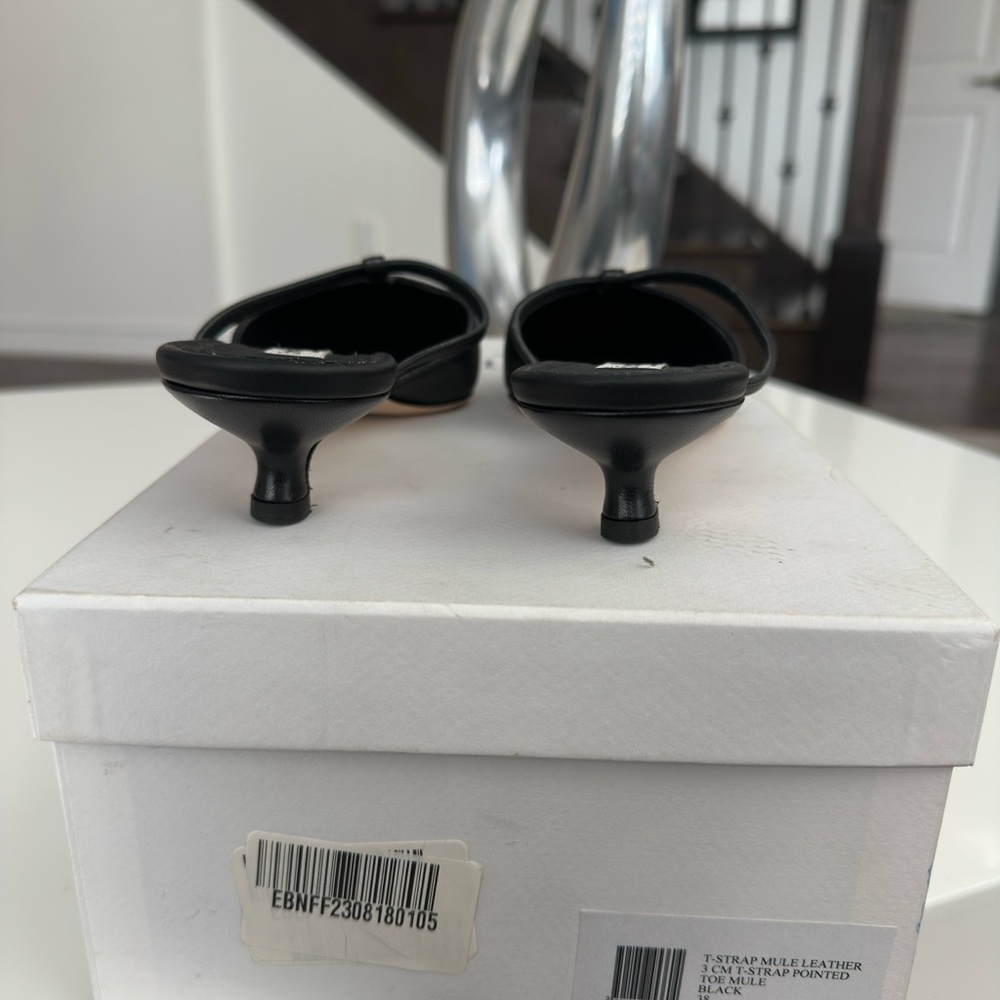 Elleme Black Leather Mules - Picture 7 of 8